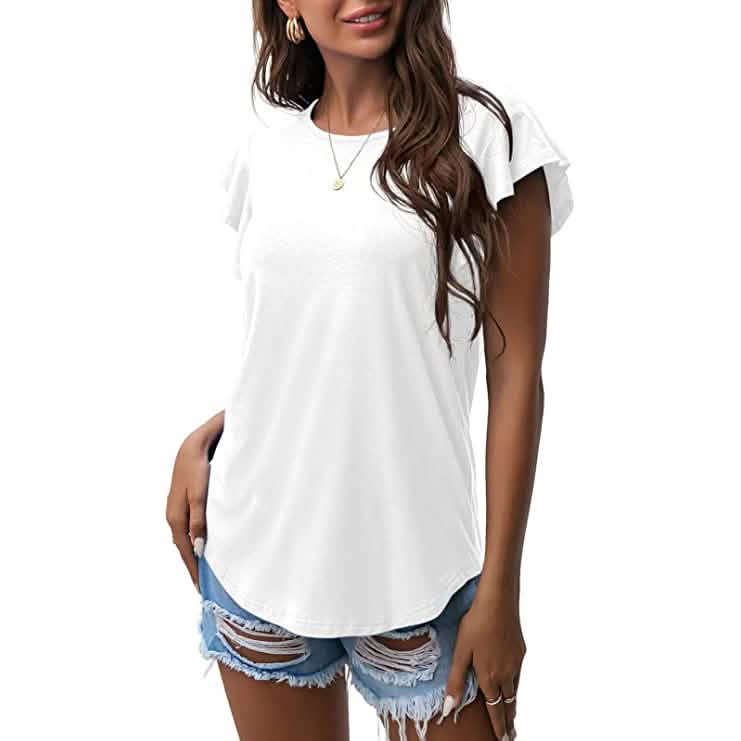 Summer Knit Ruffle Short Sleeve Top DailySale
