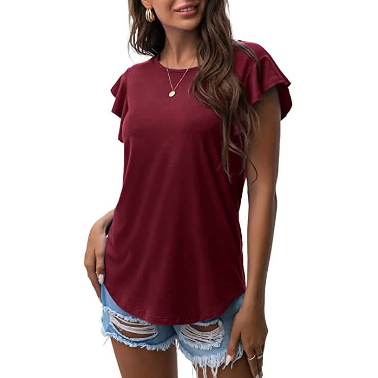 Summer Knit Ruffle Short Sleeve Top DailySale