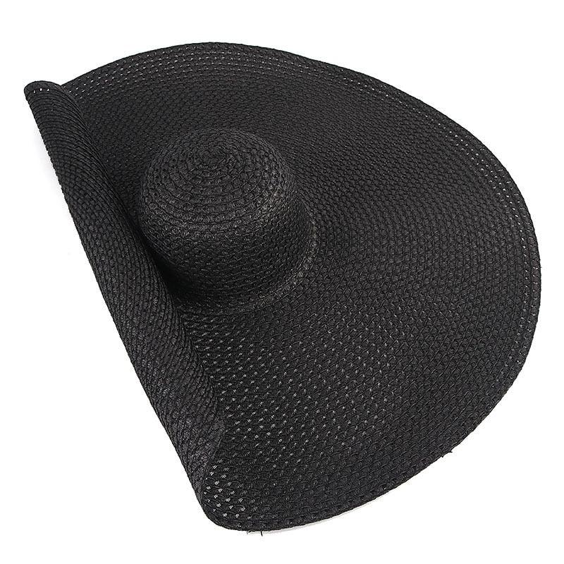 Summer Large Wide Brim Foldable Sun Hats For Women Foldable Sun Hat Wide Brim Summer Straw Floppy Beach Hat Oversized Sun Hat Modern Travel Straw Hat Fashionable Lady UV Protection Beach Hat 54-57cm Stevvex
