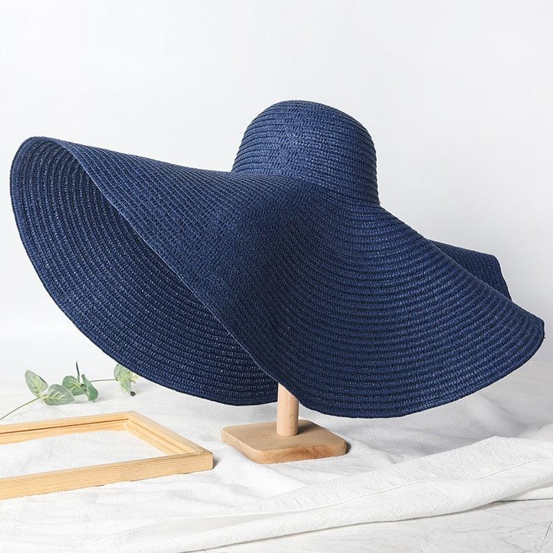 Summer Large Wide Brim Foldable Sun Hats For Women Foldable Sun Hat Wide Brim Summer Straw Floppy Beach Hat Oversized Sun Hat Modern Travel Straw Hat Fashionable Lady UV Protection Beach Hat 54-57cm Stevvex