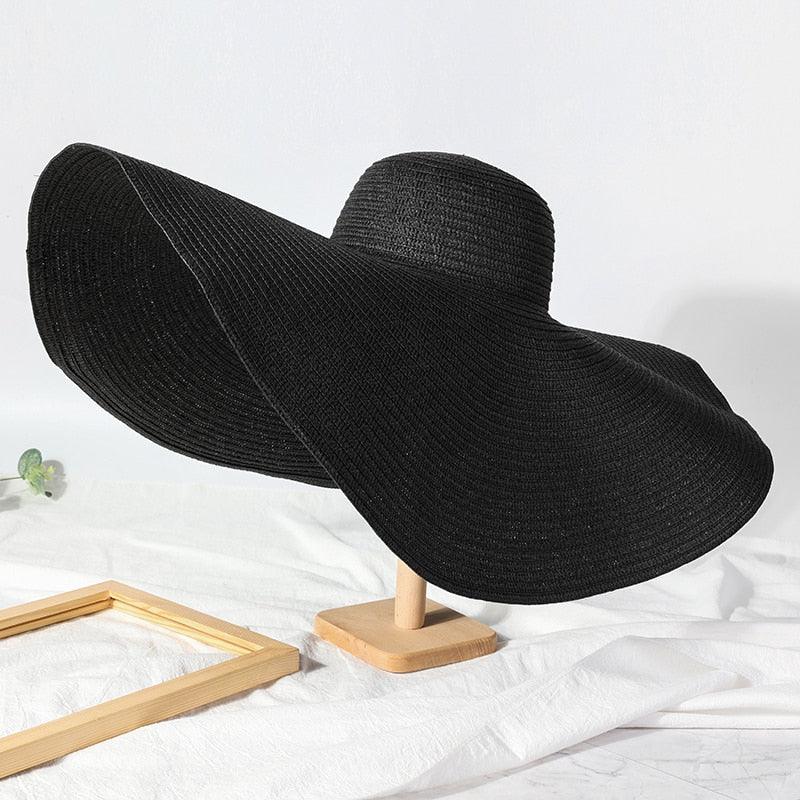 Summer Large Wide Brim Foldable Sun Hats For Women Foldable Sun Hat Wide Brim Summer Straw Floppy Beach Hat Oversized Sun Hat Modern Travel Straw Hat Fashionable Lady UV Protection Beach Hat 54-57cm Stevvex