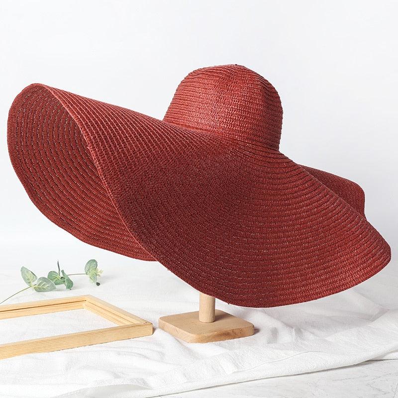 Summer Large Wide Brim Foldable Sun Hats For Women Foldable Sun Hat Wide Brim Summer Straw Floppy Beach Hat Oversized Sun Hat Modern Travel Straw Hat Fashionable Lady UV Protection Beach Hat 54-57cm Stevvex