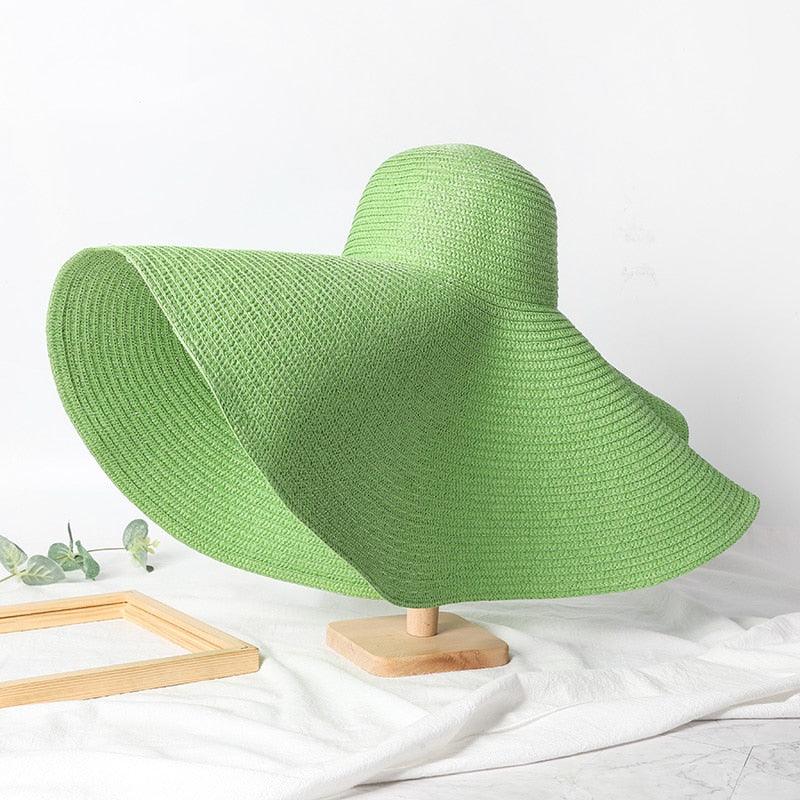 Summer Large Wide Brim Foldable Sun Hats For Women Foldable Sun Hat Wide Brim Summer Straw Floppy Beach Hat Oversized Sun Hat Modern Travel Straw Hat Fashionable Lady UV Protection Beach Hat 54-57cm Stevvex