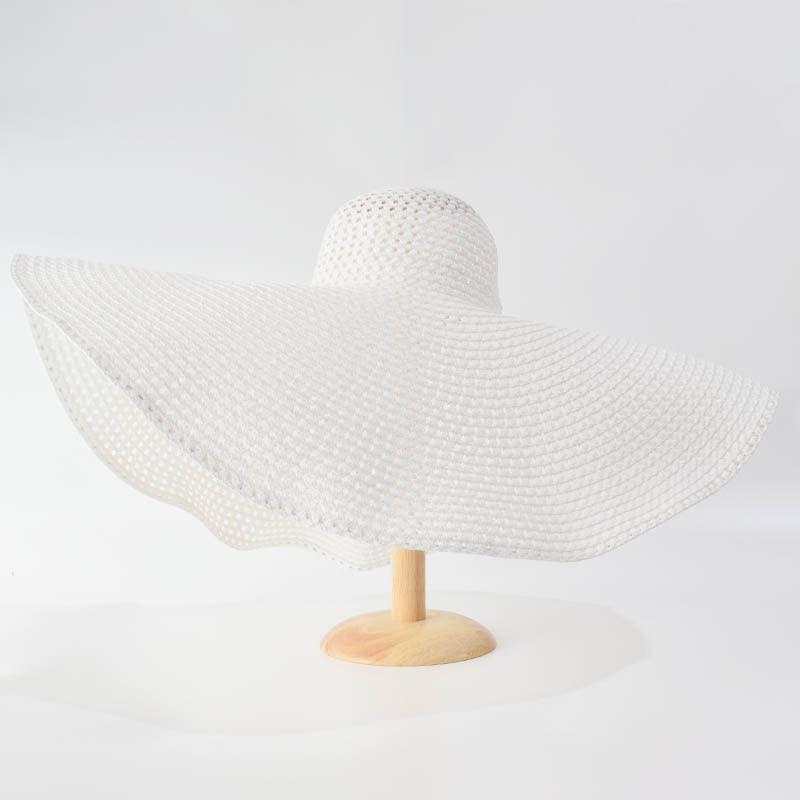 Summer Large Wide Brim Foldable Sun Hats For Women Foldable Sun Hat Wide Brim Summer Straw Floppy Beach Hat Oversized Sun Hat Modern Travel Straw Hat Fashionable Lady UV Protection Beach Hat 54-57cm Stevvex