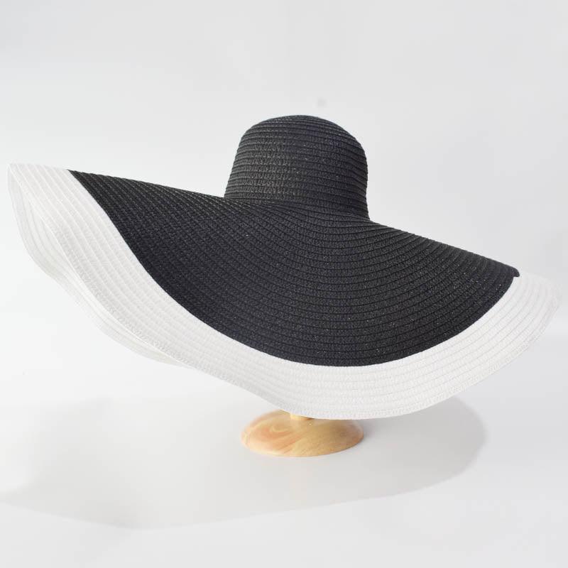 Summer Large Wide Brim Foldable Sun Hats For Women Foldable Sun Hat Wide Brim Summer Straw Floppy Beach Hat Oversized Sun Hat Modern Travel Straw Hat Fashionable Lady UV Protection Beach Hat 54-57cm Stevvex