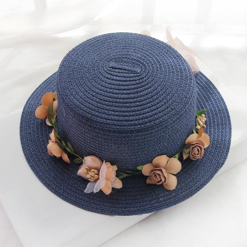 Summer New Sun Hat Stylish Bowknot Straw Hat For Women Beach Caps Parent-child Summer New Women's Sun Hat Bucket Cap Beige Flowers Ribbon Party Straw Hat For Women Stevvex