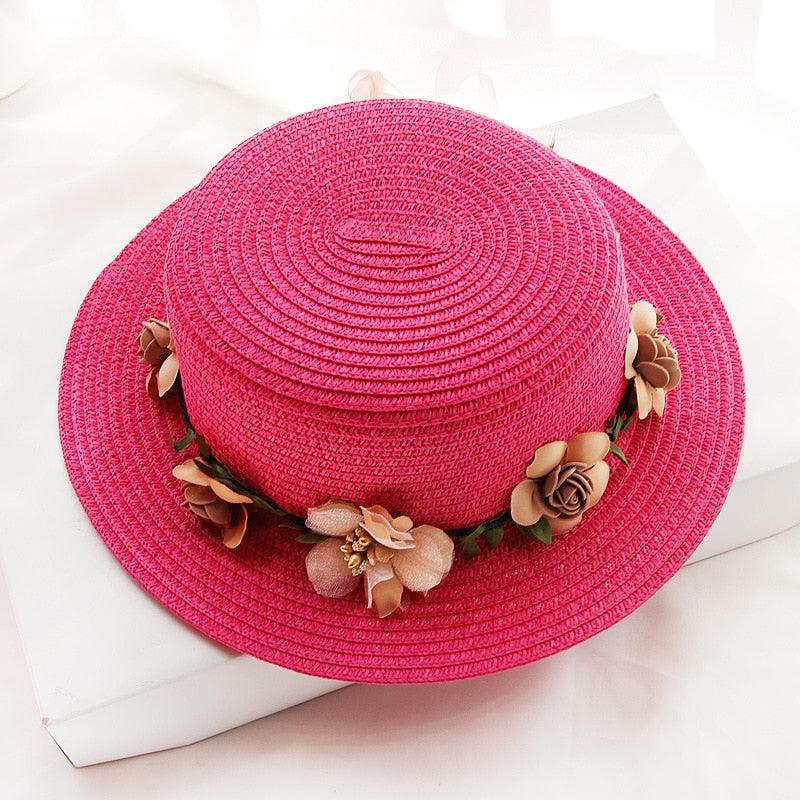 Summer New Sun Hat Stylish Bowknot Straw Hat For Women Beach Caps Parent-child Summer New Women's Sun Hat Bucket Cap Beige Flowers Ribbon Party Straw Hat For Women Stevvex