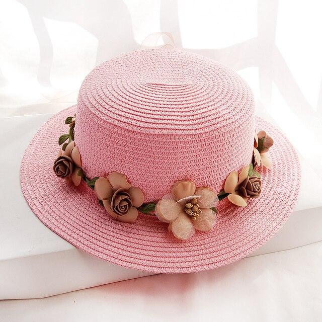 Summer New Sun Hat Stylish Bowknot Straw Hat For Women Beach Caps Parent-child Summer New Women's Sun Hat Bucket Cap Beige Flowers Ribbon Party Straw Hat For Women Stevvex