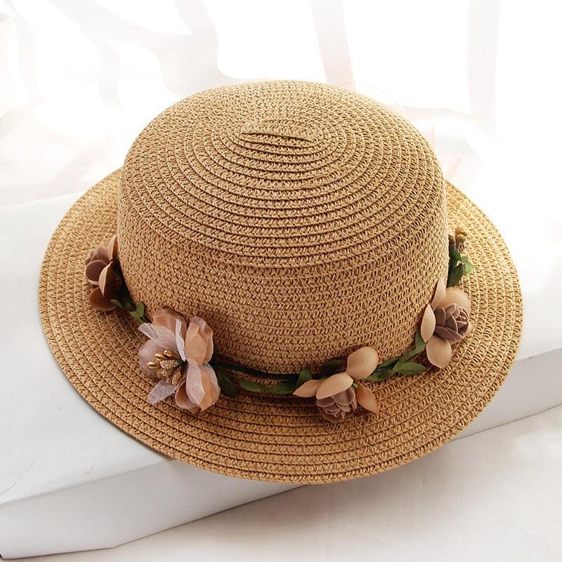 Summer New Sun Hat Stylish Bowknot Straw Hat For Women Beach Caps Parent-child Summer New Women's Sun Hat Bucket Cap Beige Flowers Ribbon Party Straw Hat For Women Stevvex
