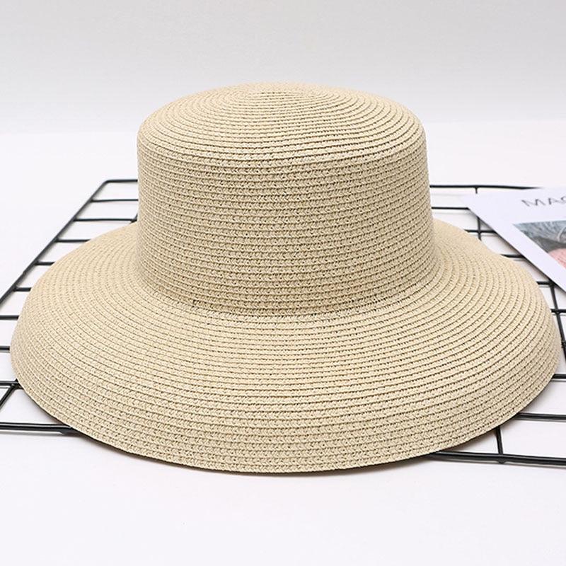 Summer Vintage Style Hat Women Girls Solid Color Beach Summer Big Sun Hat Breathable Elegant Color Anti-UV Holiday Beach Hat Holiday  Big Sun Cap For Traveling Charming Design Stevvex