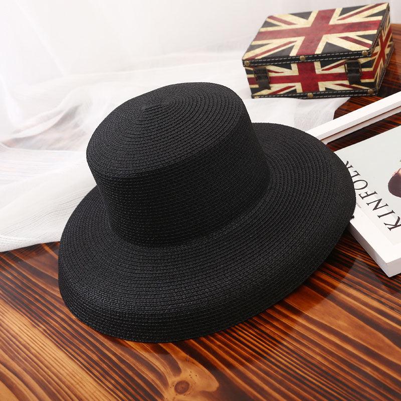 Summer Vintage Style Hat Women Girls Solid Color Beach Summer Big Sun Hat Breathable Elegant Color Anti-UV Holiday Beach Hat Holiday  Big Sun Cap For Traveling Charming Design Stevvex