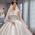 Temperament Princess Style French Satin Wedding Gown