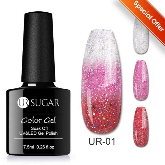 Thermal Shiny Nail Polish Change Color Effect Gel UV Semi Permanent Stylish Three Layer Effect For Womens