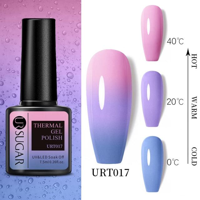 Thermal Shiny Nail Polish Change Color Effect Gel UV Semi Permanent Stylish Three Layer Effect For Womens