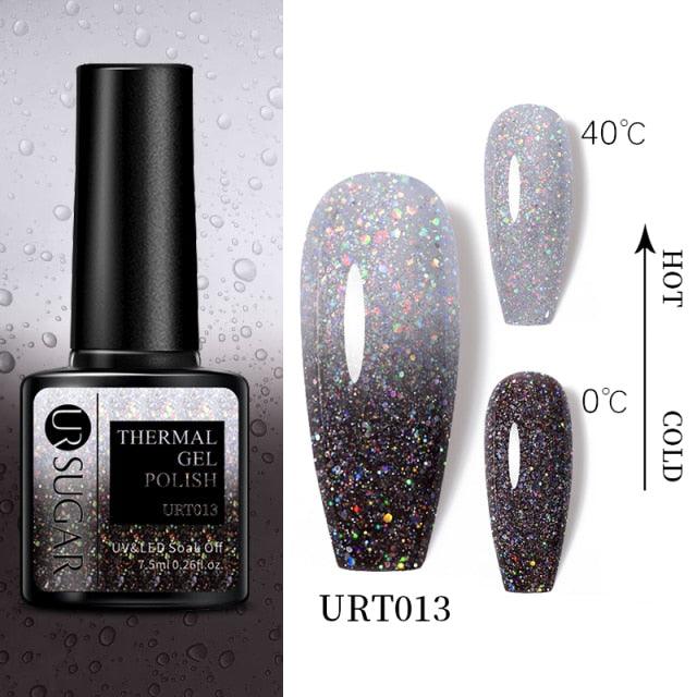 Thermal Shiny Nail Polish Change Color Effect Gel UV Semi Permanent Stylish Three Layer Effect For Womens