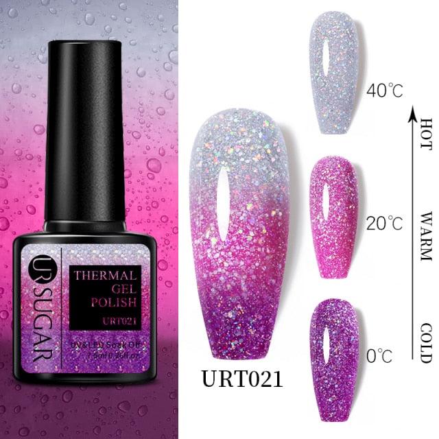 Thermal Shiny Nail Polish Change Color Effect Gel UV Semi Permanent Stylish Three Layer Effect For Womens