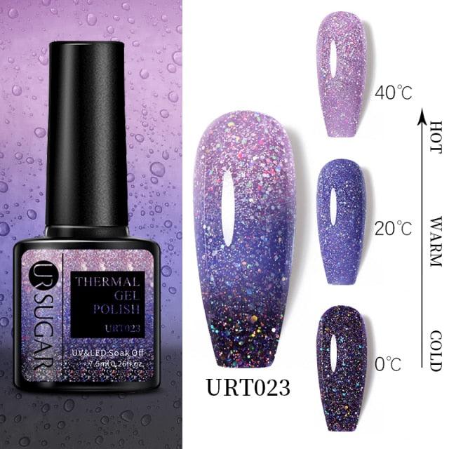 Thermal Shiny Nail Polish Change Color Effect Gel UV Semi Permanent Stylish Three Layer Effect For Womens