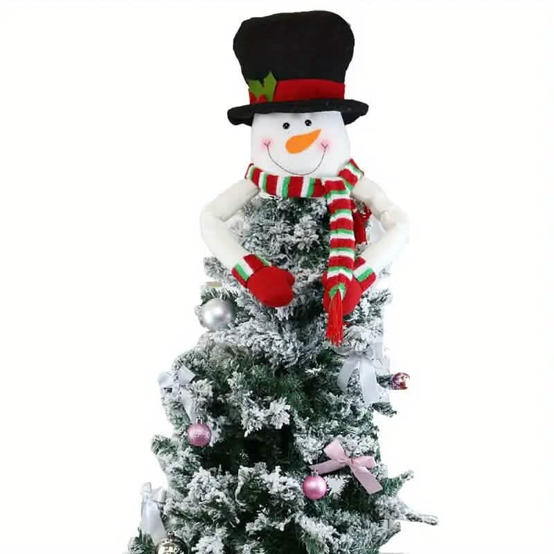 Traditional Wool Festive Christmas Tree Top Star and Snowman Decoration DailySale