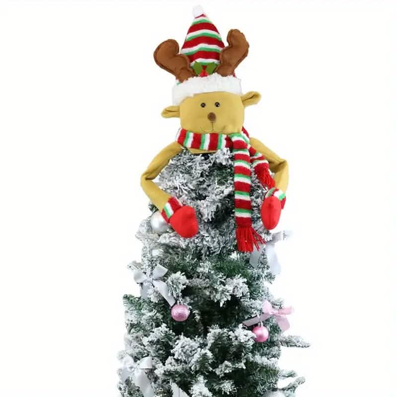 Traditional Wool Festive Christmas Tree Top Star and Snowman Decoration DailySale