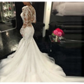 Trailing White Temperament Long Lace Wedding Dress