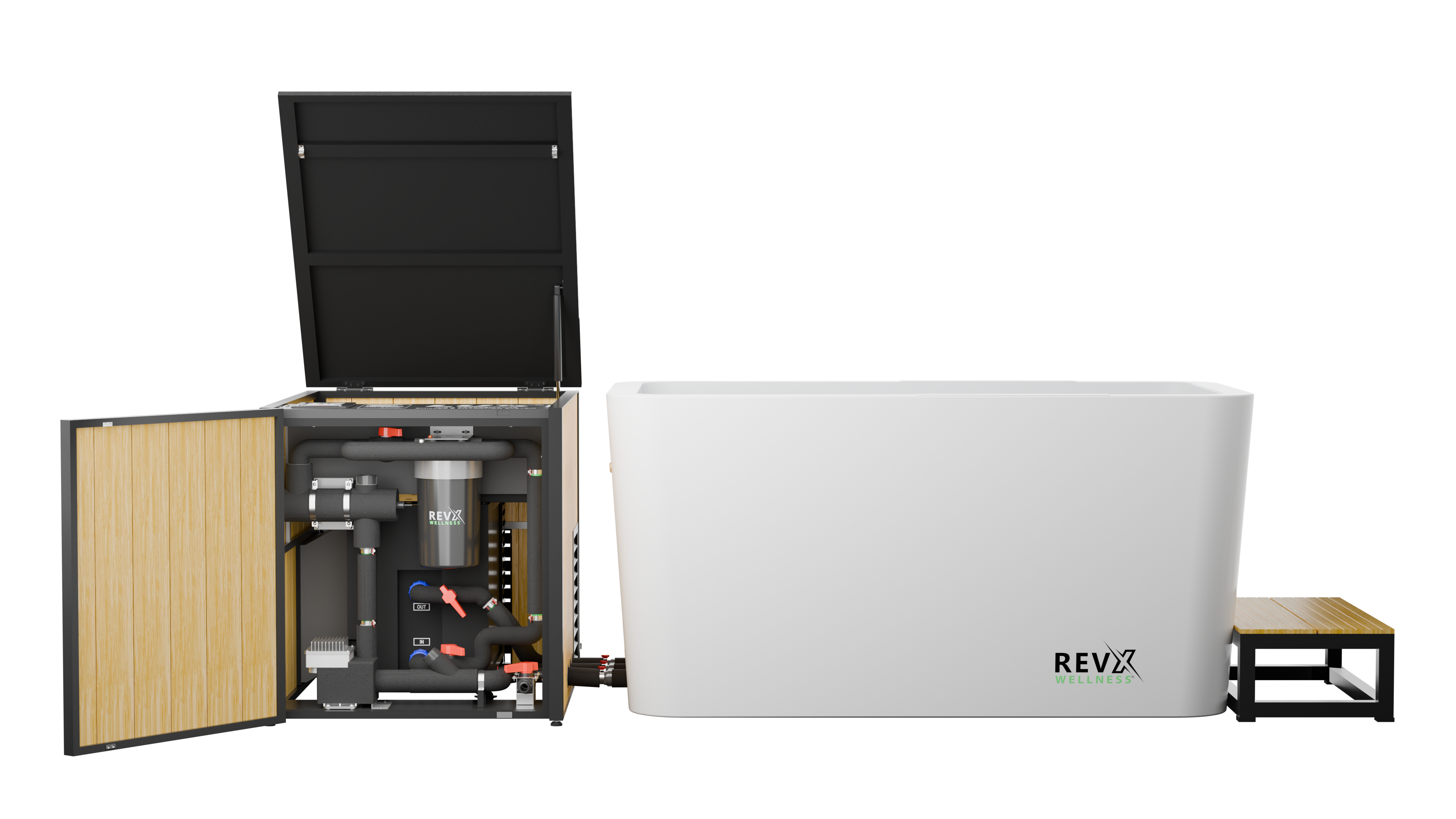 RevX Acrylic X Tub Cold Plunge + LUX High Performance Chiller and Filtration System RevX Wellness