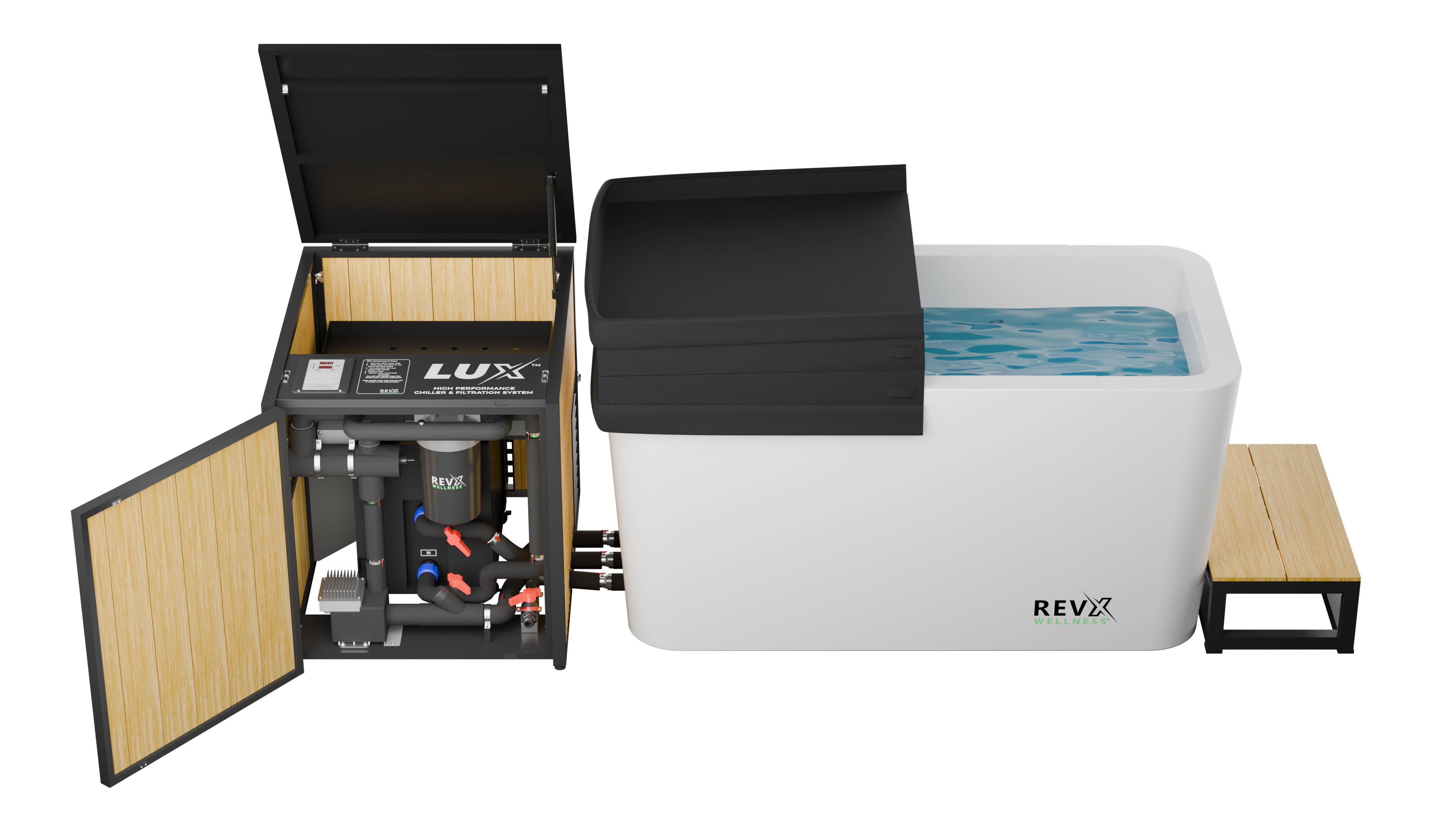 RevX Acrylic X Tub Cold Plunge + LUX High Performance Chiller and Filtration System RevX Wellness