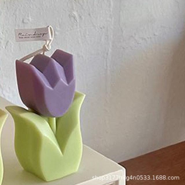 Tulip Candle Aroma Decoration Wedding Souvenir Birthday Gift Decoration Candles Handmade Delicate Tulip Flower Shape Candle  Perfect for Birthday Party Wedding Spa Home Decor