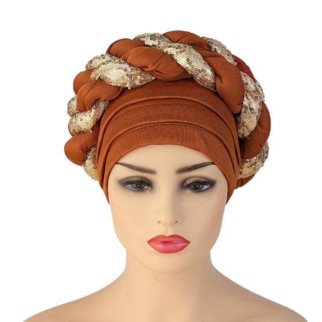 Turbans Pleated Soft Beanie Headwrap Lightweight African Hat Arab Wrap Elegant Muslim Turban Scarf Women Hijabs Hair Accessories Cap bonnet for Women Stevvex