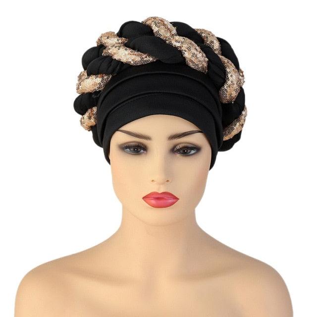 Turbans Pleated Soft Beanie Headwrap Lightweight African Hat Arab Wrap Elegant Muslim Turban Scarf Women Hijabs Hair Accessories Cap bonnet for Women Stevvex