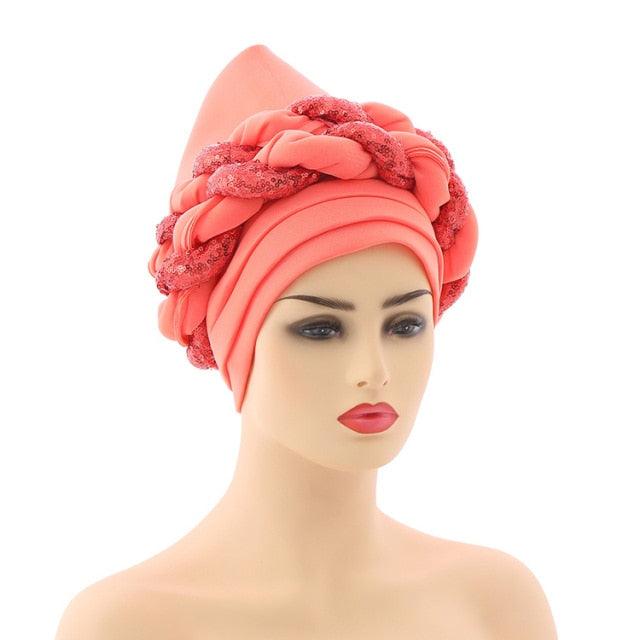 Turbans Pleated Soft Beanie Headwrap Lightweight African Hat Arab Wrap Elegant Muslim Turban Scarf Women Hijabs Hair Accessories Cap bonnet for Women Stevvex