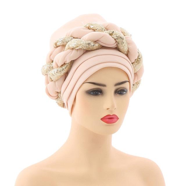 Turbans Pleated Soft Beanie Headwrap Lightweight African Hat Arab Wrap Elegant Muslim Turban Scarf Women Hijabs Hair Accessories Cap bonnet for Women Stevvex