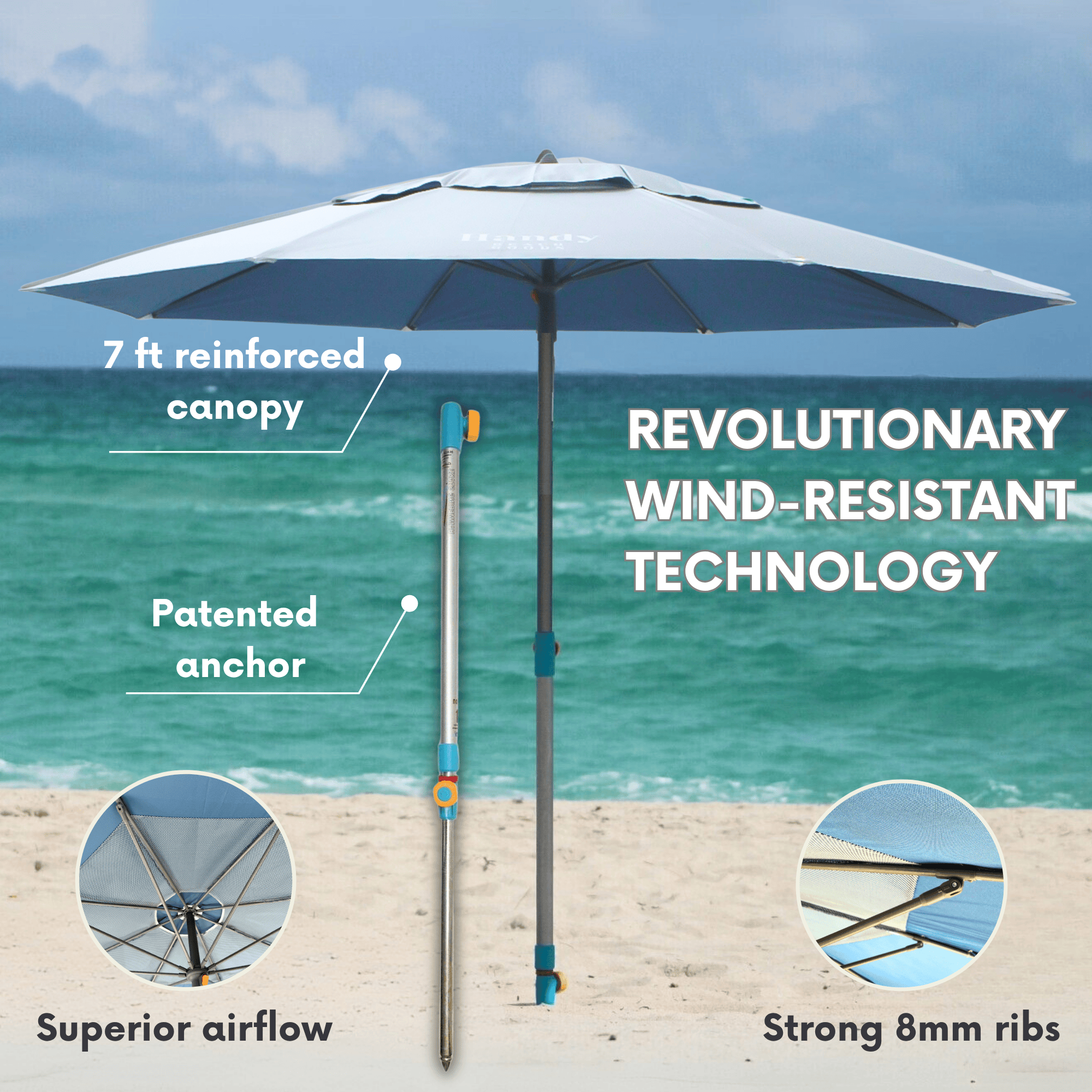 Ultimate Wind-Resistant Umbrella with 10-Second Hammer-In Anchor (2026 Upgraded Model)