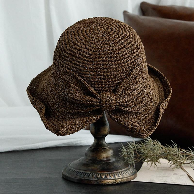 Unique Fashionable Bow Sun Hat Wide Floppy Summer Hats For Women Beach Straw Modern Bucket Hat Women's Summer Foldable Wide Breathable Outdoor Sun Hat Stevvex