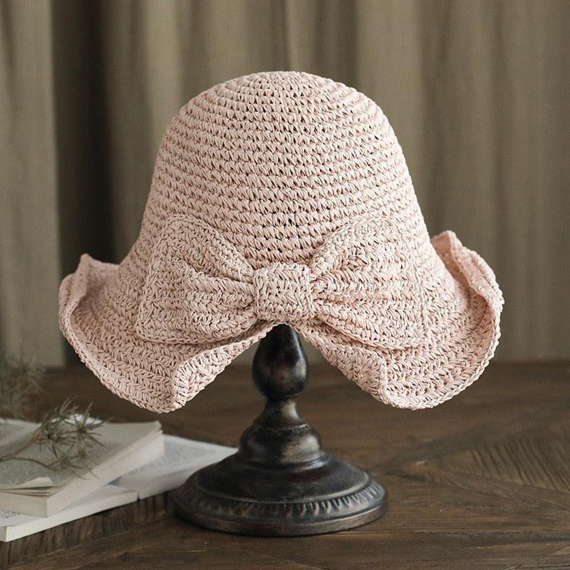 Unique Fashionable Bow Sun Hat Wide Floppy Summer Hats For Women Beach Straw Modern Bucket Hat Women's Summer Foldable Wide Breathable Outdoor Sun Hat Stevvex