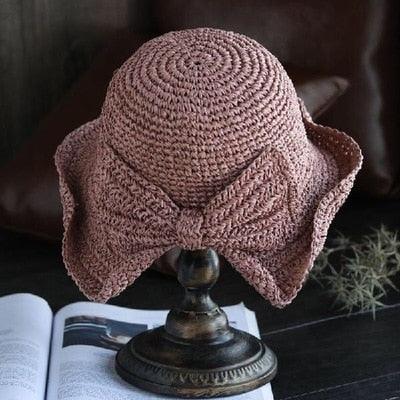 Unique Fashionable Bow Sun Hat Wide Floppy Summer Hats For Women Beach Straw Modern Bucket Hat Women's Summer Foldable Wide Breathable Outdoor Sun Hat Stevvex