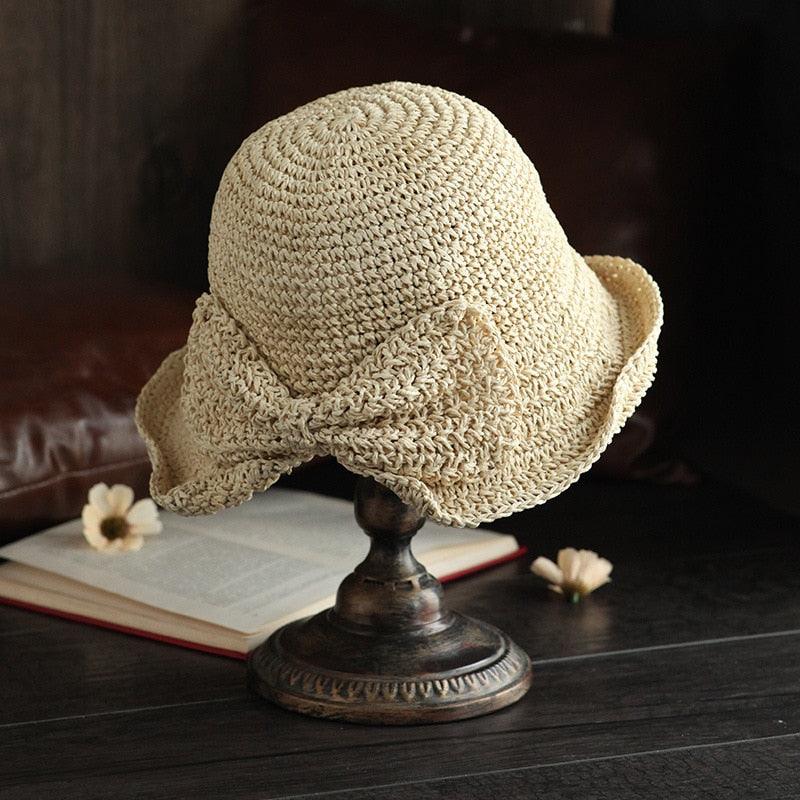 Unique Fashionable Bow Sun Hat Wide Floppy Summer Hats For Women Beach Straw Modern Bucket Hat Women's Summer Foldable Wide Breathable Outdoor Sun Hat Stevvex