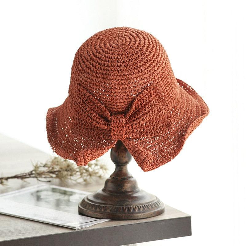 Unique Fashionable Bow Sun Hat Wide Floppy Summer Hats For Women Beach Straw Modern Bucket Hat Women's Summer Foldable Wide Breathable Outdoor Sun Hat Stevvex