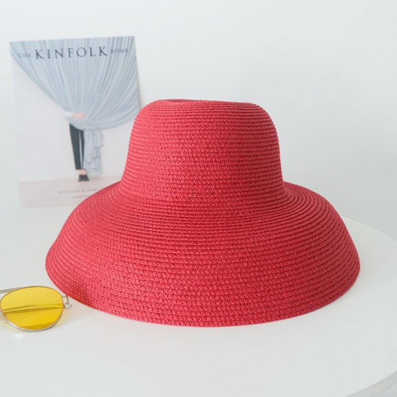 Unique Vintage Handmade Women Summer Hat Stylish Design Women's Summer Hat  Beach Holiday Foldable Comfortable Hat For Summer Portable Luxury Female Wide Hat Solid Color Stevvex