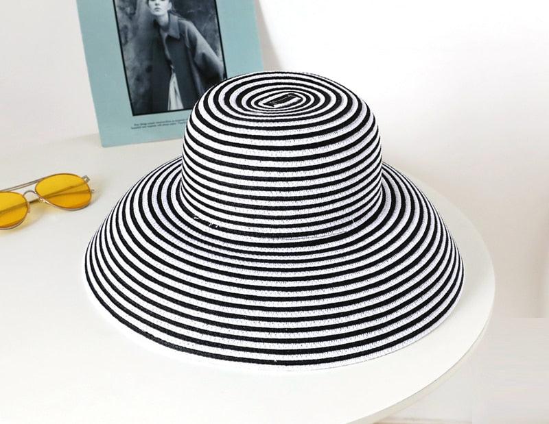 Unique Vintage Handmade Women Summer Hat Stylish Design Women's Summer Hat  Beach Holiday Foldable Comfortable Hat For Summer Portable Luxury Female Wide Hat Solid Color Stevvex