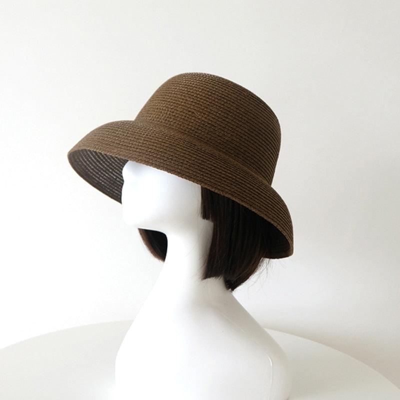 Unique Vintage Handmade Women Summer Hat Stylish Design Women's Summer Hat  Beach Holiday Foldable Comfortable Hat For Summer Portable Luxury Female Wide Hat Solid Color Stevvex