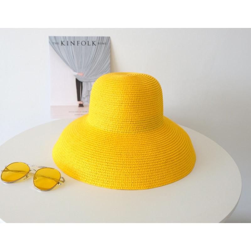 Unique Vintage Handmade Women Summer Hat Stylish Design Women's Summer Hat  Beach Holiday Foldable Comfortable Hat For Summer Portable Luxury Female Wide Hat Solid Color Stevvex
