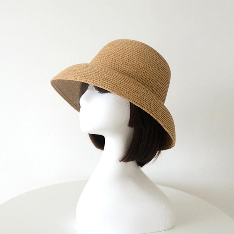 Unique Vintage Handmade Women Summer Hat Stylish Design Women's Summer Hat  Beach Holiday Foldable Comfortable Hat For Summer Portable Luxury Female Wide Hat Solid Color Stevvex
