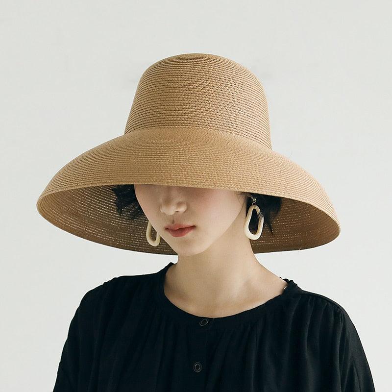 Unique Vintage Handmade Women Summer Hat Stylish Design Women's Summer Hat  Beach Holiday Foldable Comfortable Hat For Summer Portable Luxury Female Wide Hat Solid Color Stevvex