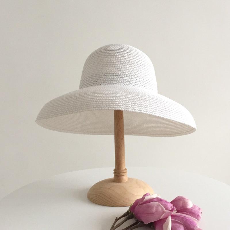 Unique Vintage Handmade Women Summer Hat Stylish Design Women's Summer Hat  Beach Holiday Foldable Comfortable Hat For Summer Portable Luxury Female Wide Hat Solid Color Stevvex