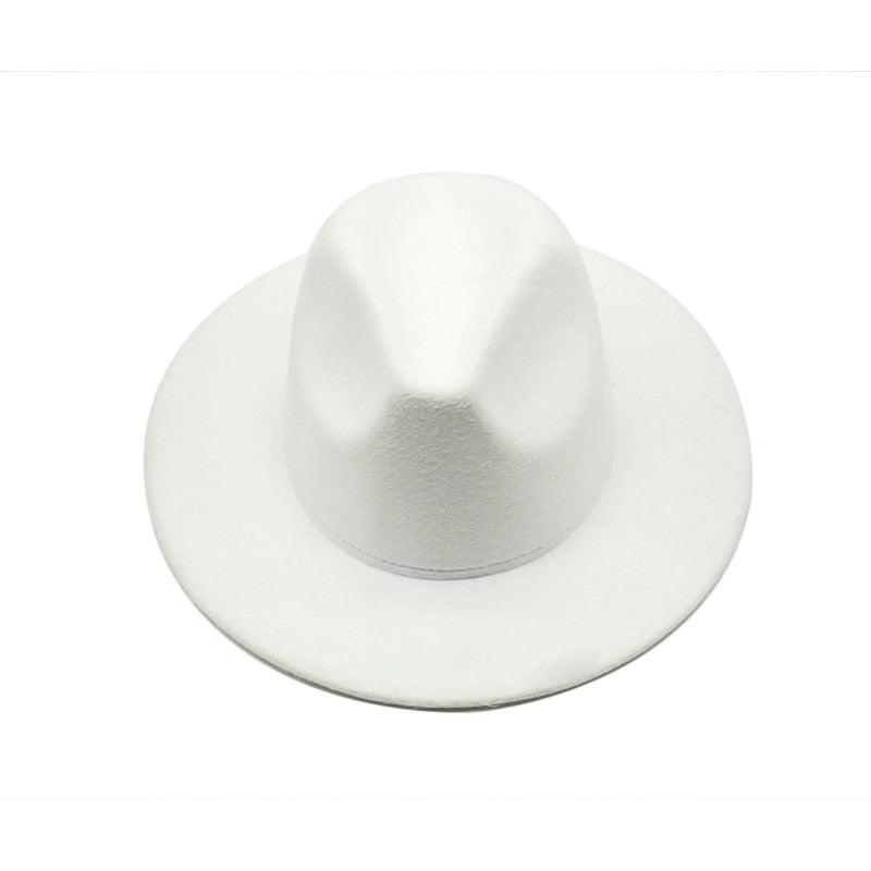 Unisex Autumn Winter Women's Hat Fedoras Big Brim Hats For Women Elegant Fedoras Warm Ladies Girls Hat Vintage Style Luxury Hat 56-58cm Stevvex