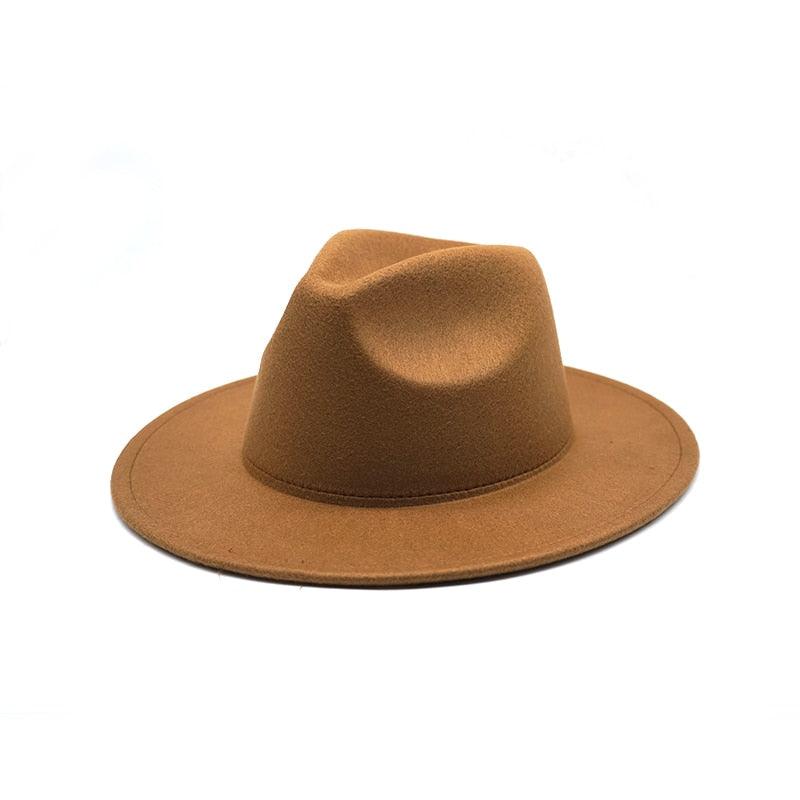 Unisex Autumn Winter Women's Hat Fedoras Big Brim Hats For Women Elegant Fedoras Warm Ladies Girls Hat Vintage Style Luxury Hat 56-58cm Stevvex
