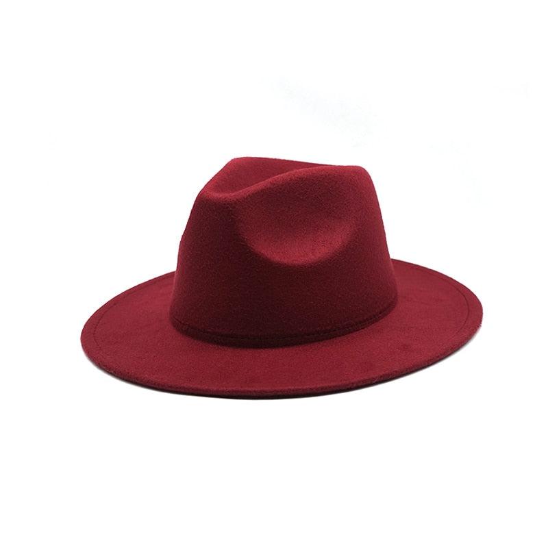 Unisex Autumn Winter Women's Hat Fedoras Big Brim Hats For Women Elegant Fedoras Warm Ladies Girls Hat Vintage Style Luxury Hat 56-58cm Stevvex