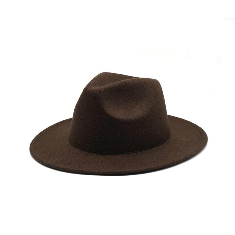 Unisex Autumn Winter Women's Hat Fedoras Big Brim Hats For Women Elegant Fedoras Warm Ladies Girls Hat Vintage Style Luxury Hat 56-58cm Stevvex