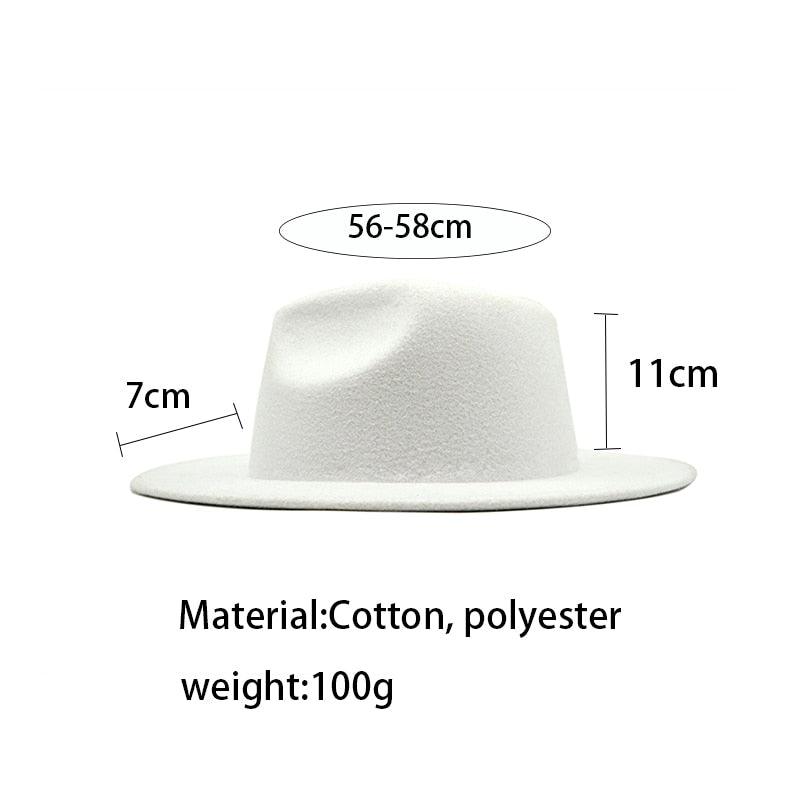 Unisex Autumn Winter Women's Hat Fedoras Big Brim Hats For Women Elegant Fedoras Warm Ladies Girls Hat Vintage Style Luxury Hat 56-58cm Stevvex