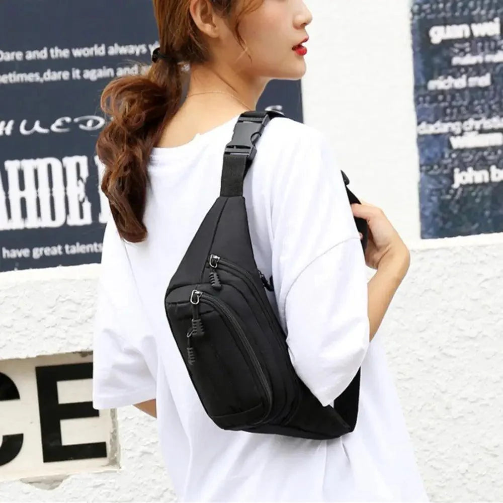 Unisex Casual Crossbody Women Waist Bag Retro Design Large Capacity Canvas Travel Adjustable Phone Bag Fanny Hip Bags Hands-Free Wallets Waist Pack